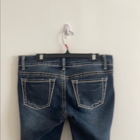 Blue Ankle Cropped Jeans with Contrast Stitching - Picture 6 of 10